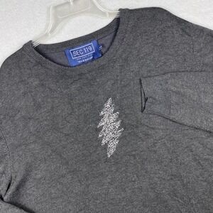 Section 119 Grateful Dead Charcoal Gray Lightning Bolt Crewneck Sweater Mens L